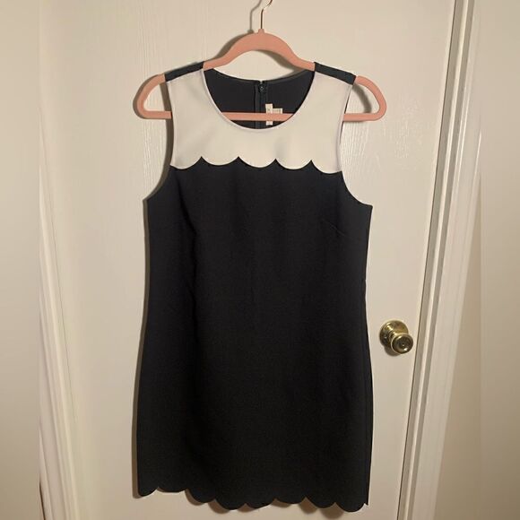 J. Crew black/ivory scalloped bodice sleeveless mini shift dress Size 6 - Picture 1 of 4